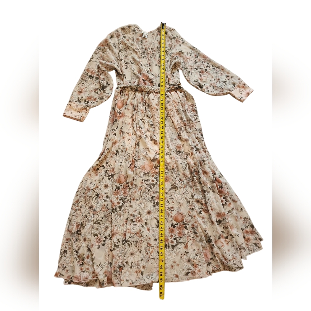 Floral Maxi Dress, Sheer Sleves, Size12P
